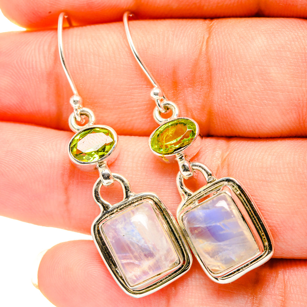 Rainbow Moonstone Earrings handcrafted by Anasilvercos - EARR419419