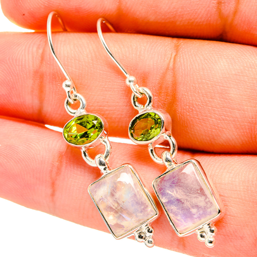 Rainbow Moonstone Earrings handcrafted by Anasilvercos - EARR419426