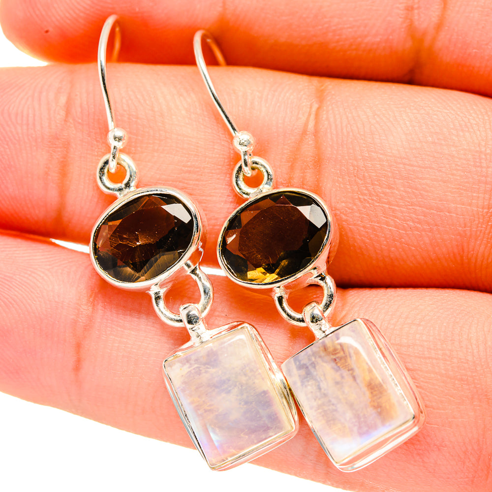 Rainbow Moonstone Earrings handcrafted by Anasilvercos - EARR419427