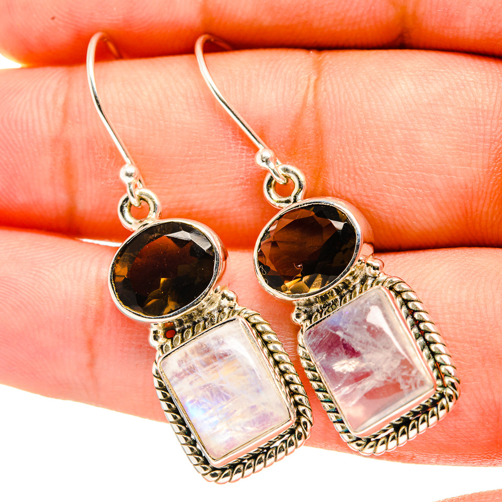Rainbow Moonstone Earrings handcrafted by Anasilvercos - EARR419434