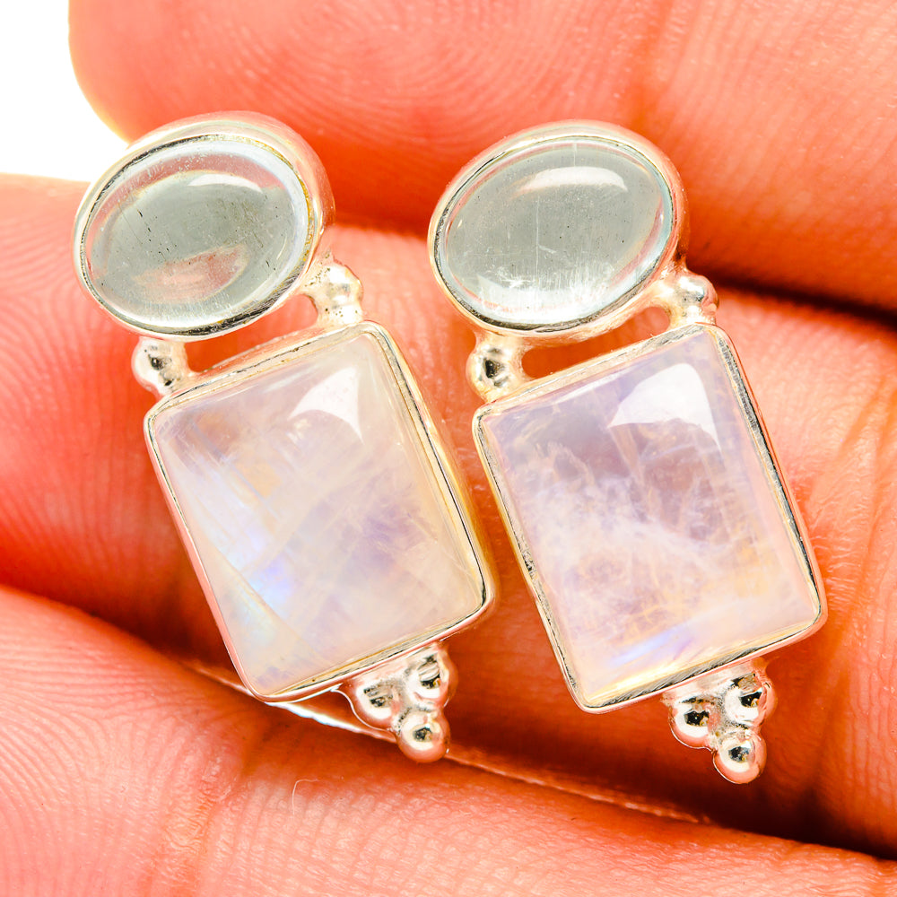 Rainbow Moonstone Earrings handcrafted by Anasilvercos - EARR419438