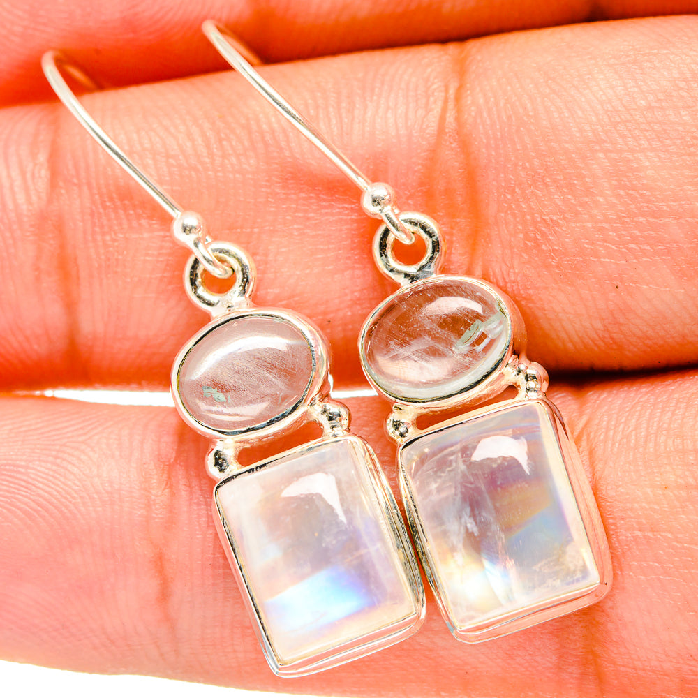 Rainbow Moonstone Earrings handcrafted by Anasilvercos - EARR419447