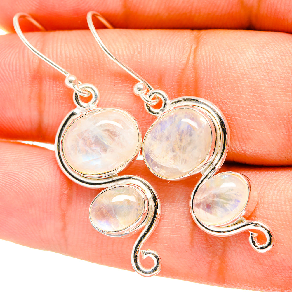 Rainbow Moonstone Earrings handcrafted by Anasilvercos - EARR419453
