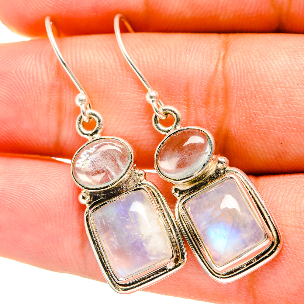 Rainbow Moonstone Earrings handcrafted by Anasilvercos - EARR419456