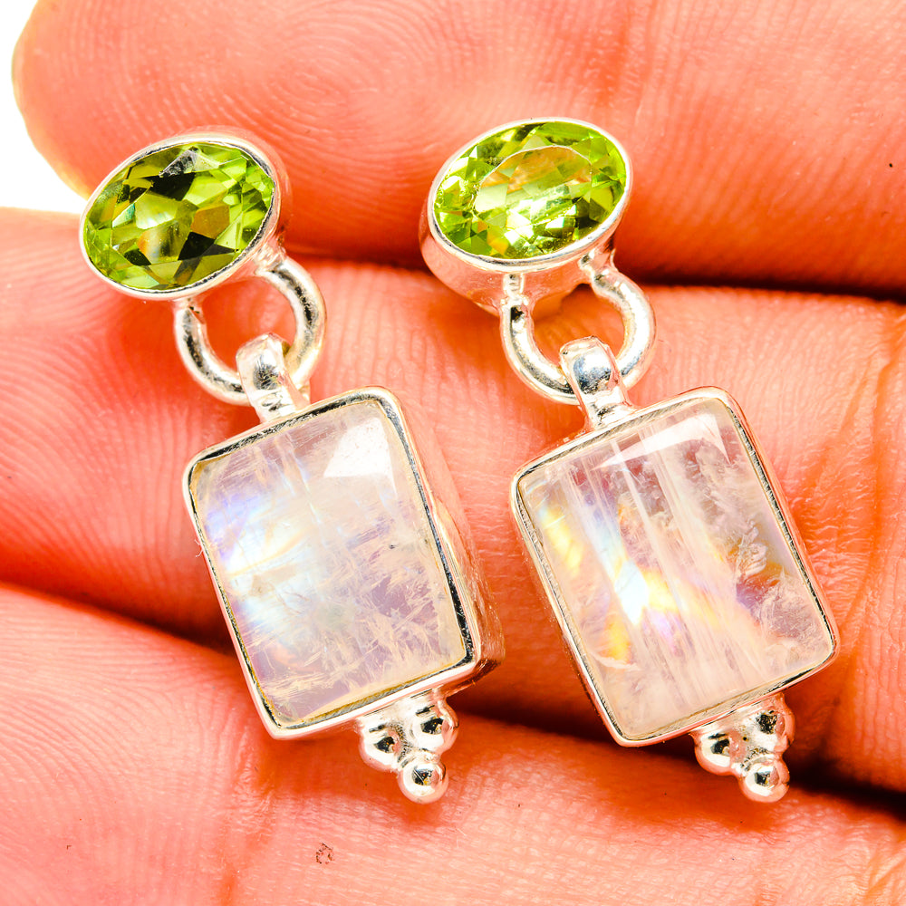 Rainbow Moonstone Earrings handcrafted by Anasilvercos - EARR419464
