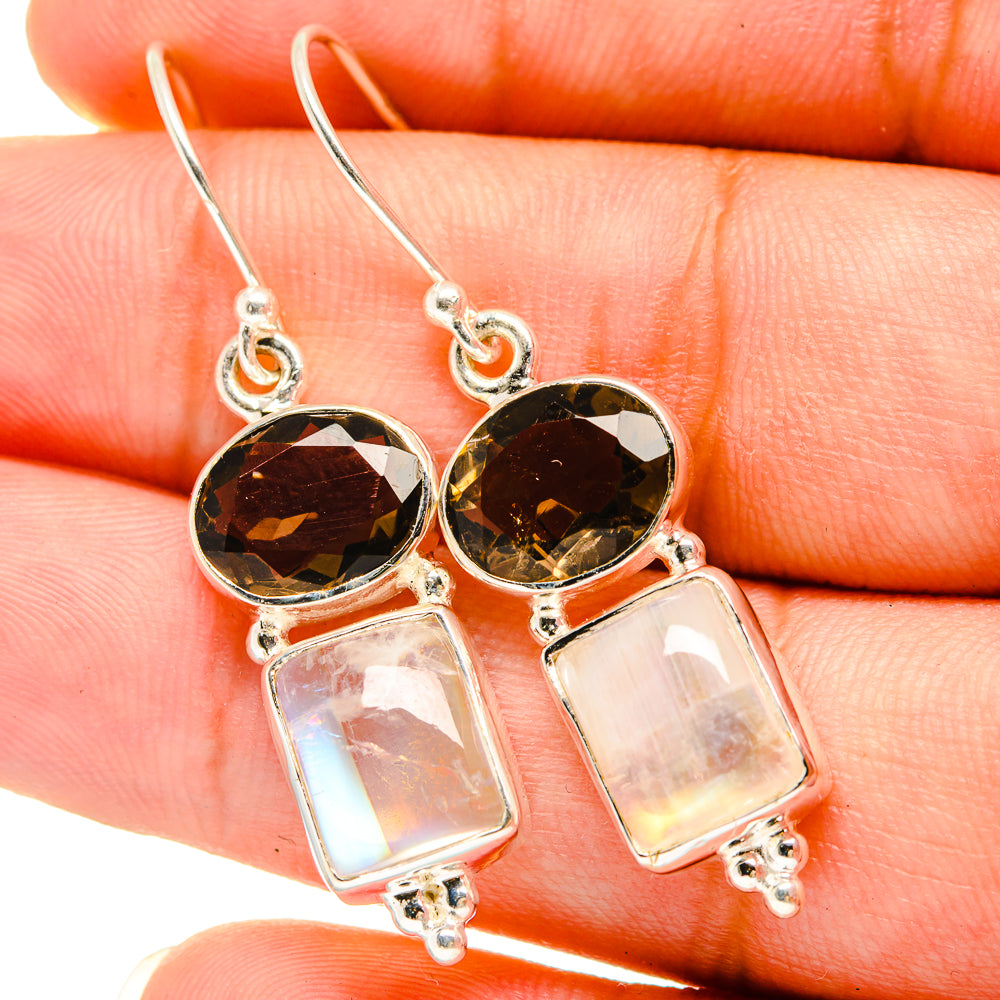 Rainbow Moonstone Earrings handcrafted by Anasilvercos - EARR419466
