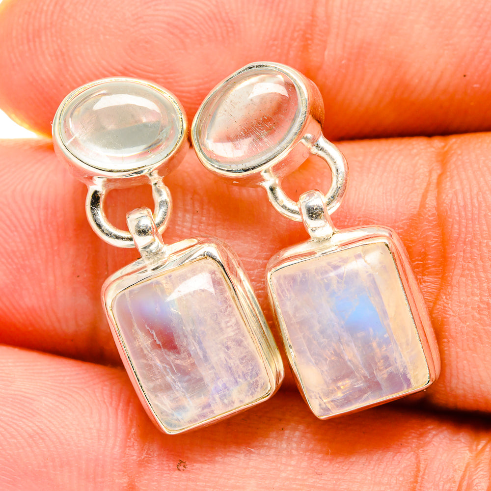 Rainbow Moonstone Earrings handcrafted by Anasilvercos - EARR419469