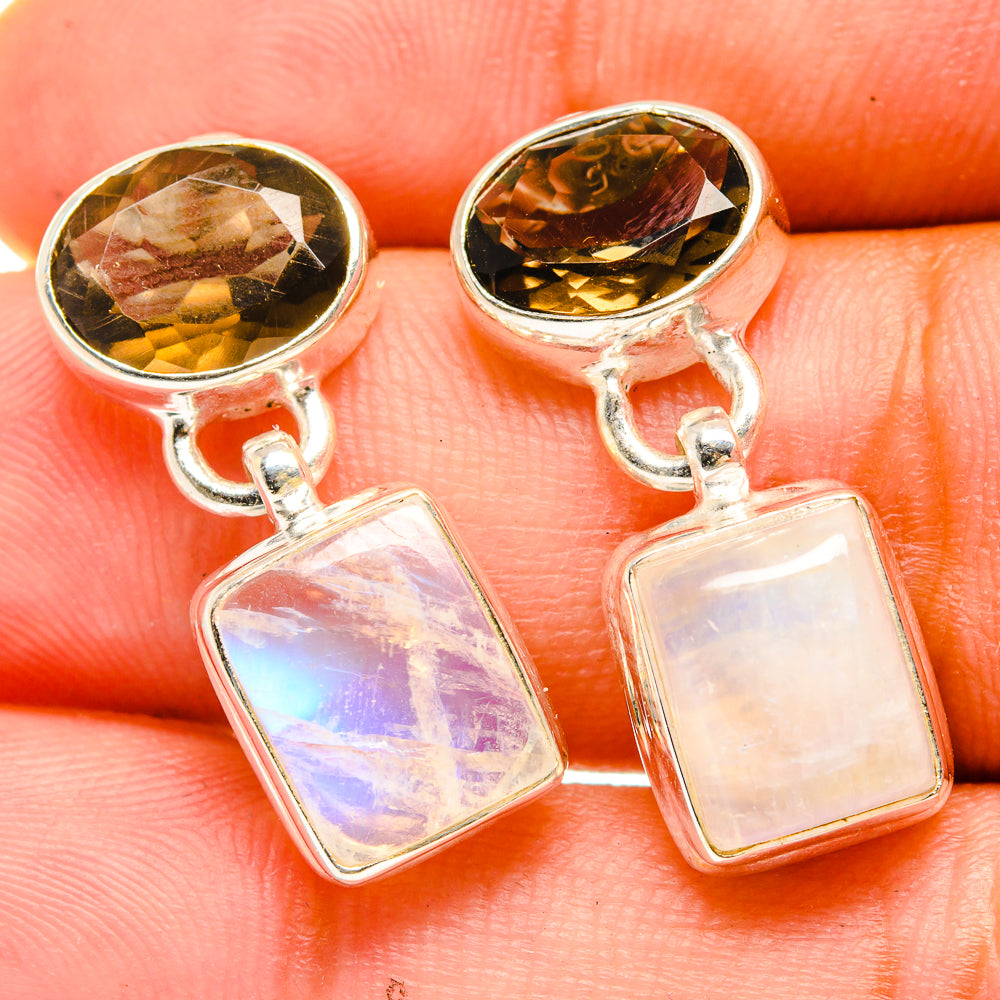 Rainbow Moonstone Earrings handcrafted by Anasilvercos - EARR419470