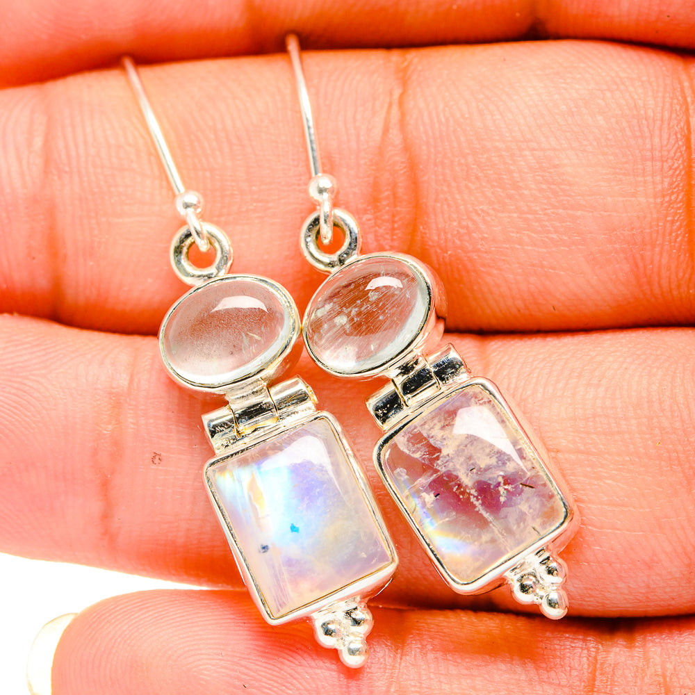 Rainbow Moonstone Earrings handcrafted by Anasilvercos - EARR419473