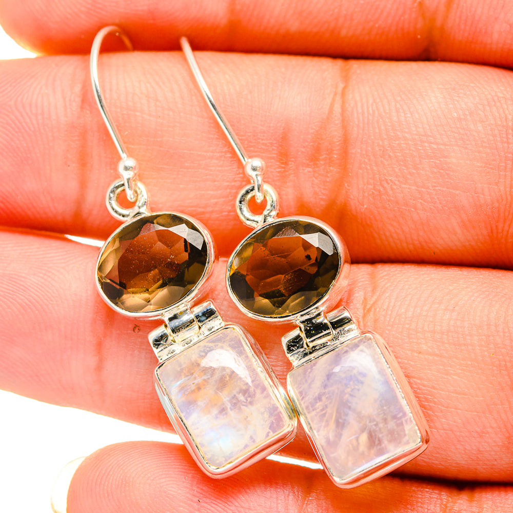 Rainbow Moonstone Earrings handcrafted by Anasilvercos - EARR419474