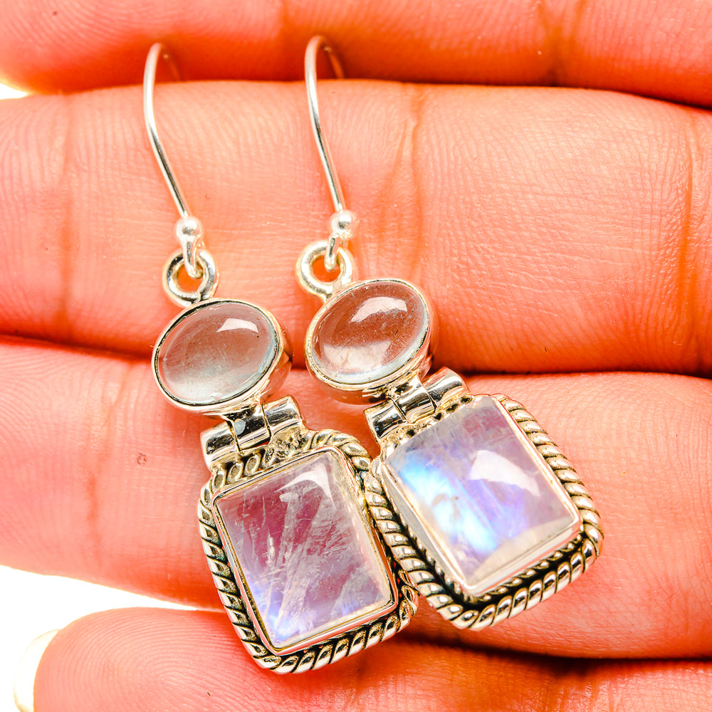 Rainbow Moonstone Earrings handcrafted by Anasilvercos - EARR419475