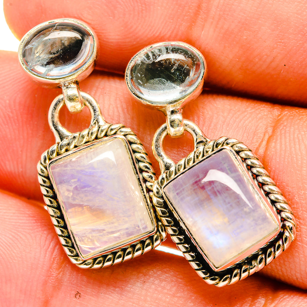 Rainbow Moonstone Earrings handcrafted by Anasilvercos - EARR419477