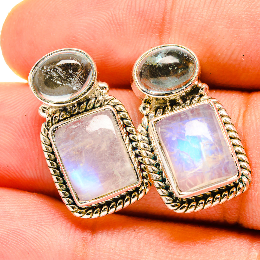 Rainbow Moonstone Earrings handcrafted by Anasilvercos - EARR419480