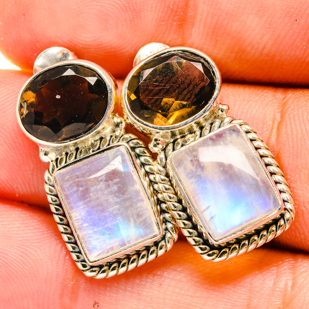 Rainbow Moonstone Earrings handcrafted by Anasilvercos - EARR419482
