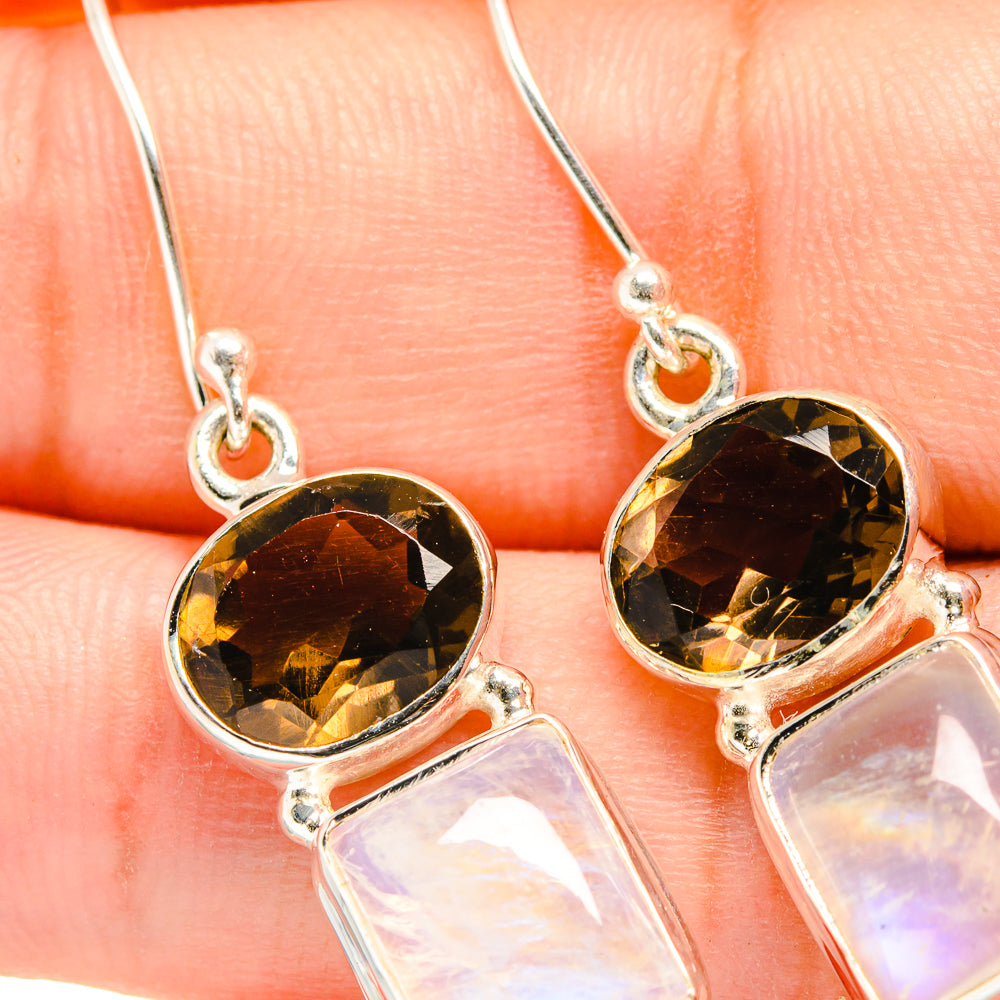 Rainbow Moonstone Earrings handcrafted by Anasilvercos - EARR419489