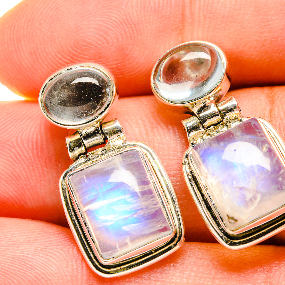 Rainbow Moonstone Earrings handcrafted by Anasilvercos - EARR419491