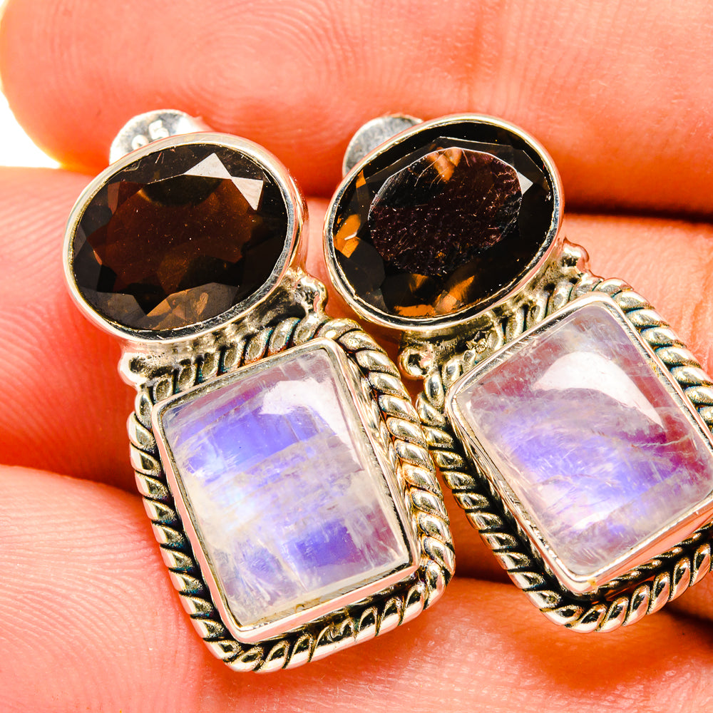 Rainbow Moonstone Earrings handcrafted by Anasilvercos - EARR419495