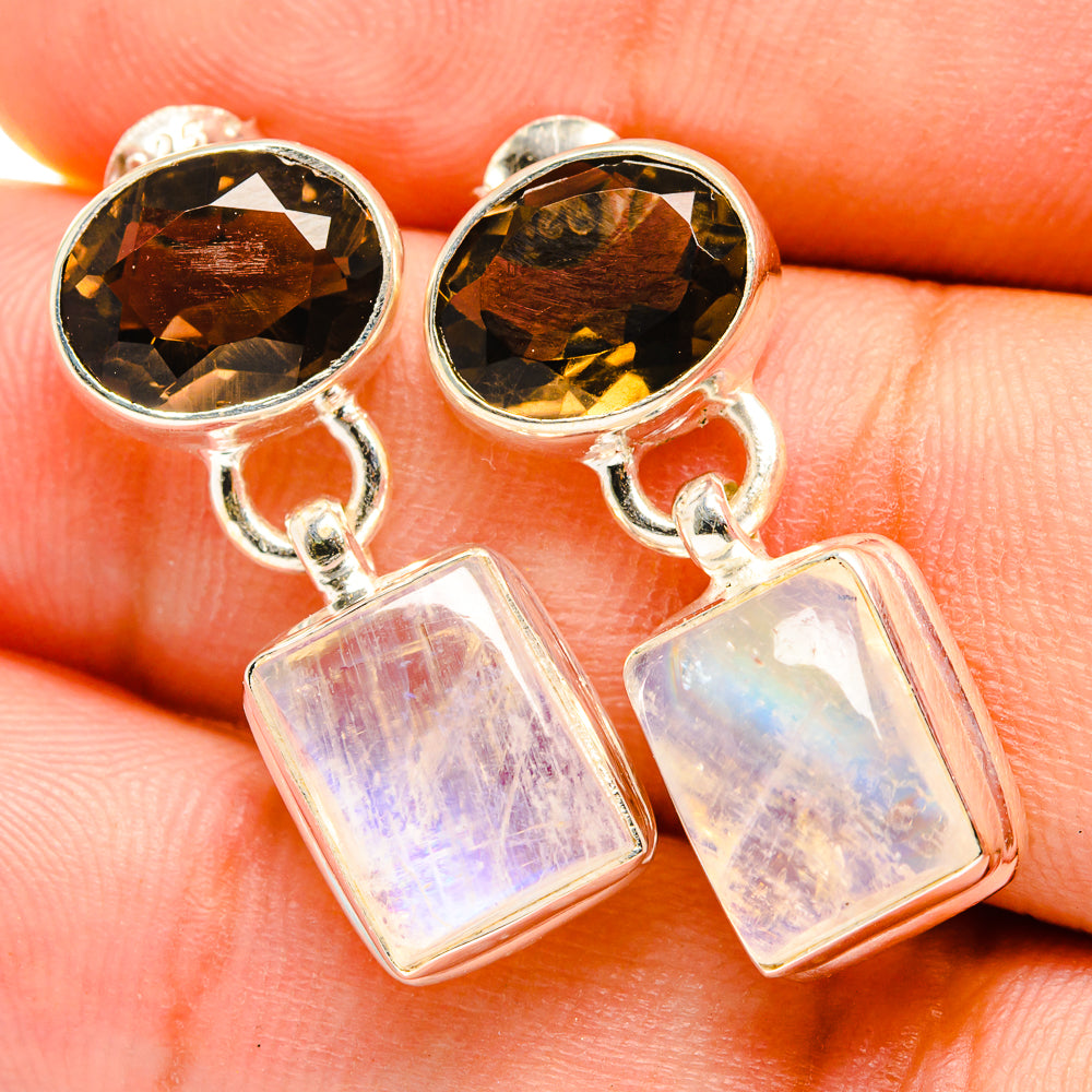 Rainbow Moonstone Earrings handcrafted by Anasilvercos - EARR419500