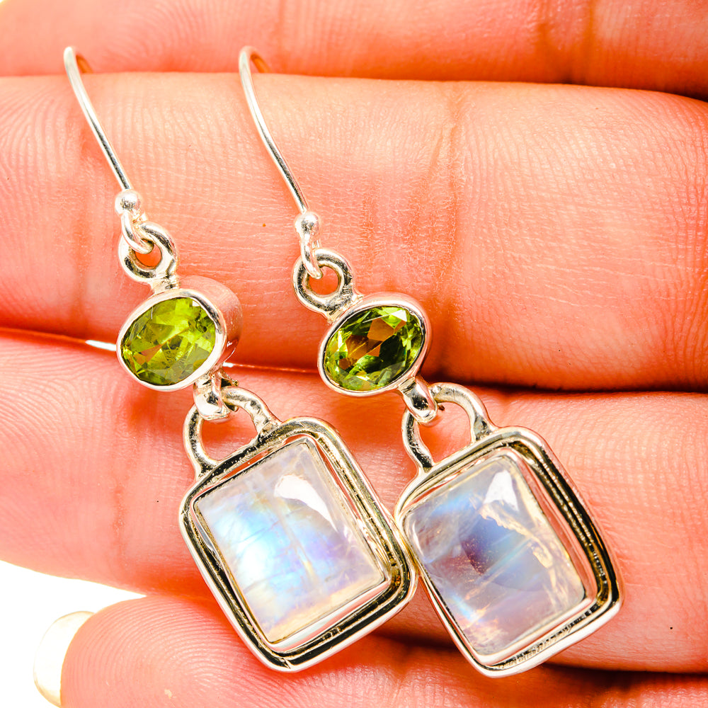 Rainbow Moonstone Earrings handcrafted by Anasilvercos - EARR419504