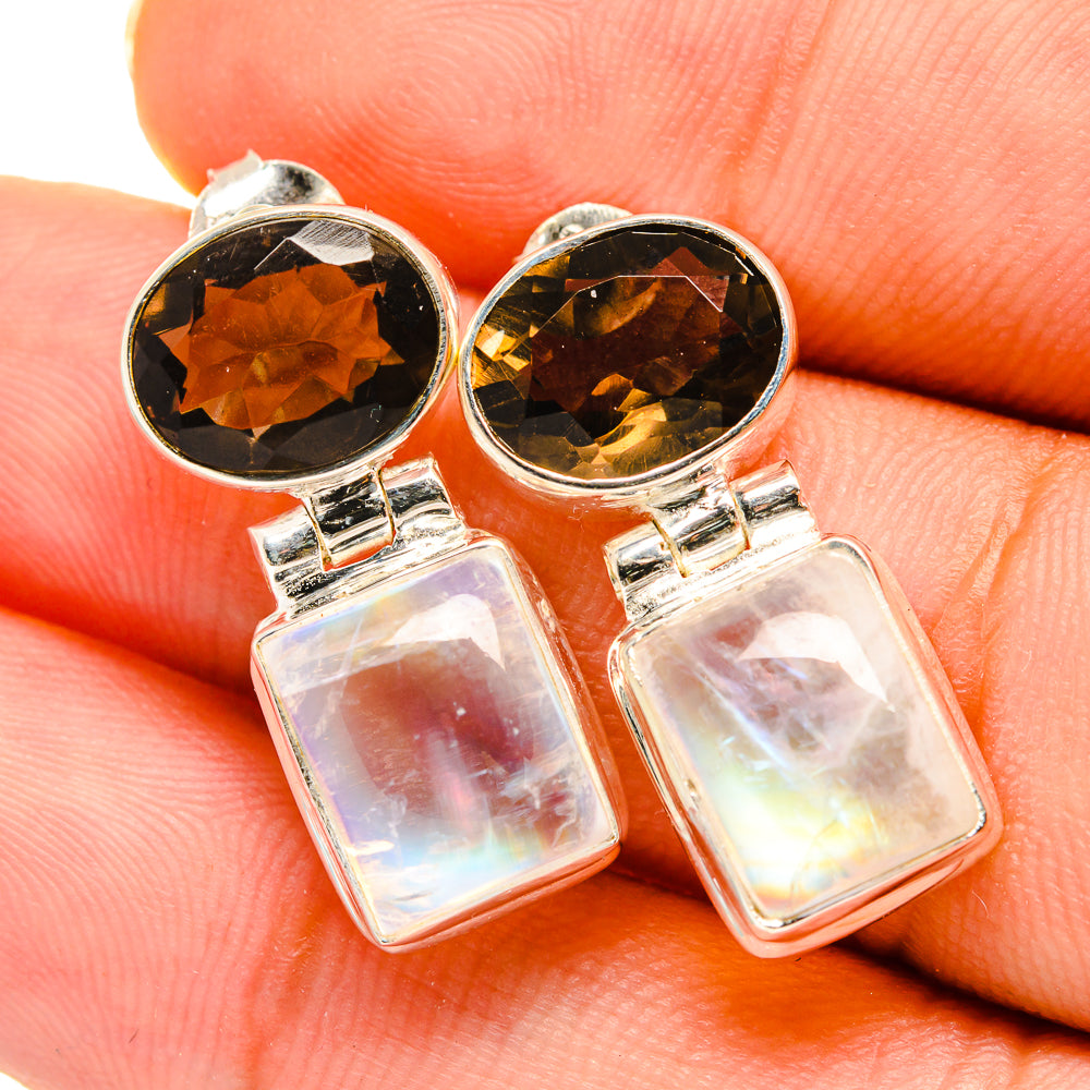 Rainbow Moonstone Earrings handcrafted by Anasilvercos - EARR419517