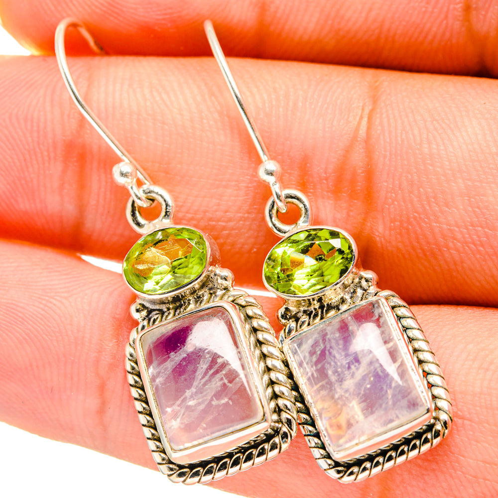 Rainbow Moonstone Earrings handcrafted by Anasilvercos - EARR419518