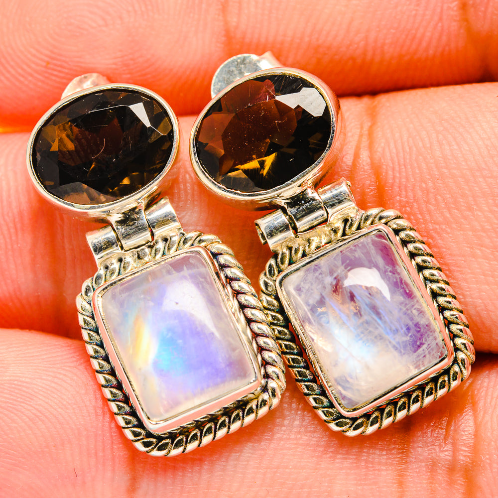 Rainbow Moonstone Earrings handcrafted by Anasilvercos - EARR419520