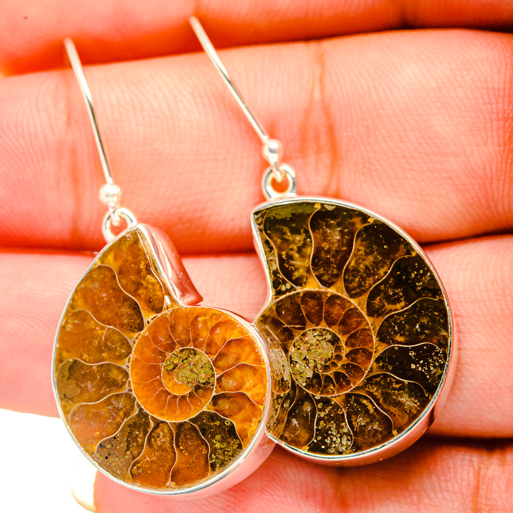 Ammonite Fossil Earrings handcrafted by Anasilvercos - EARR419521