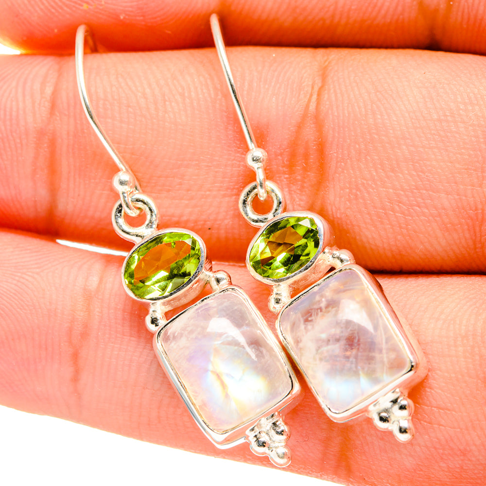 Rainbow Moonstone Earrings handcrafted by Anasilvercos - EARR419523