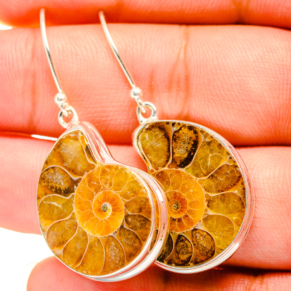 Ammonite Fossil Earrings handcrafted by Anasilvercos - EARR419531