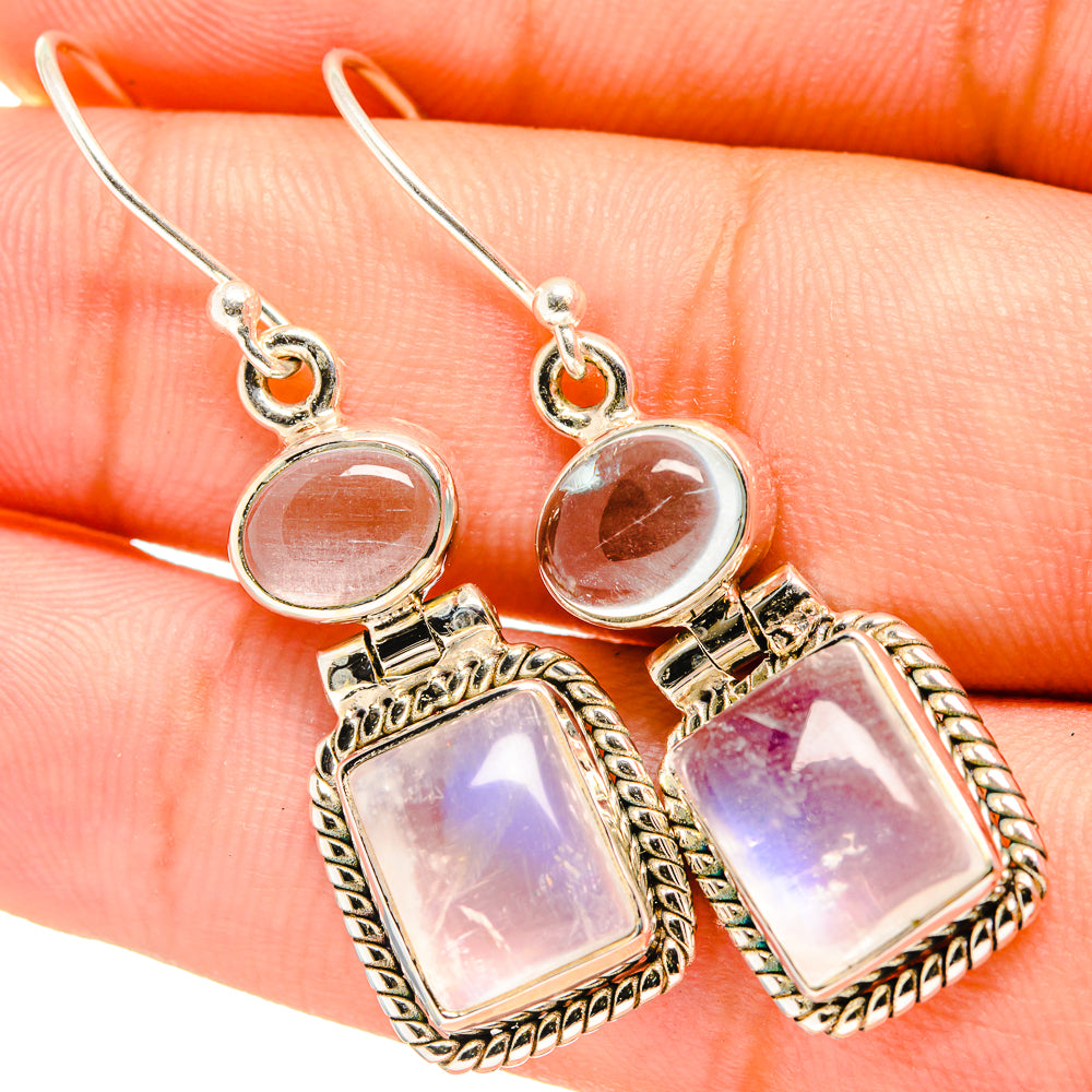 Rainbow Moonstone Earrings handcrafted by Anasilvercos - EARR419533