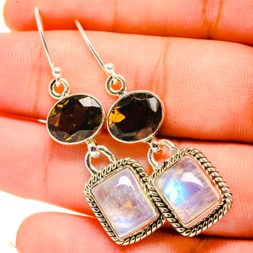 Rainbow Moonstone Earrings handcrafted by Anasilvercos - EARR419536