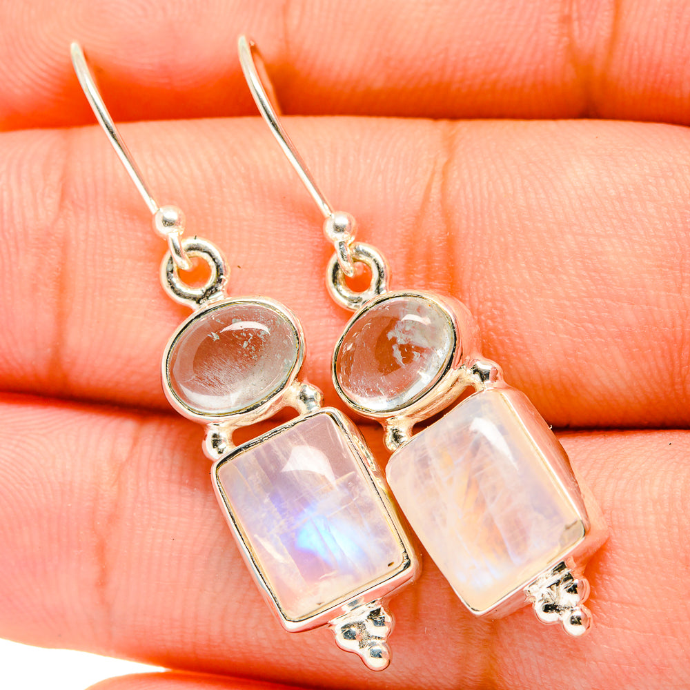 Rainbow Moonstone Earrings handcrafted by Anasilvercos - EARR419537