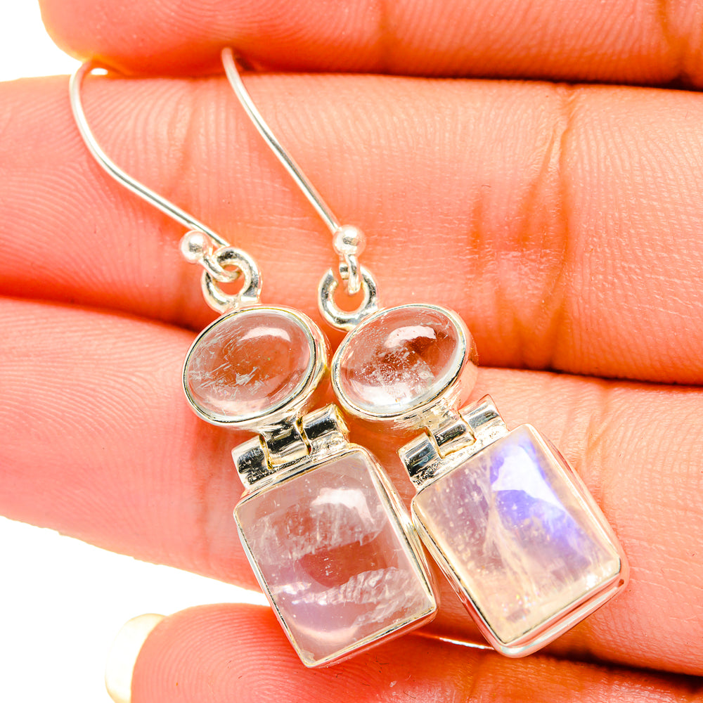 Rainbow Moonstone Earrings handcrafted by Anasilvercos - EARR419561