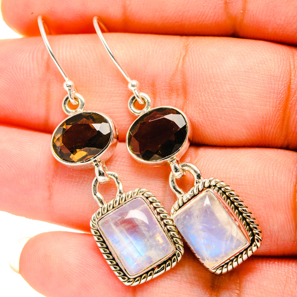 Rainbow Moonstone Earrings handcrafted by Anasilvercos - EARR419595