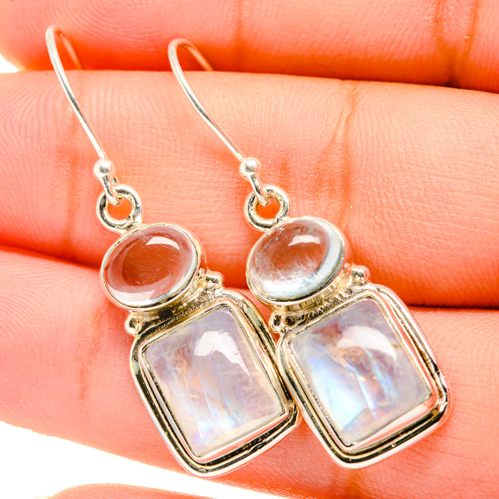 Rainbow Moonstone Earrings handcrafted by Anasilvercos - EARR419597