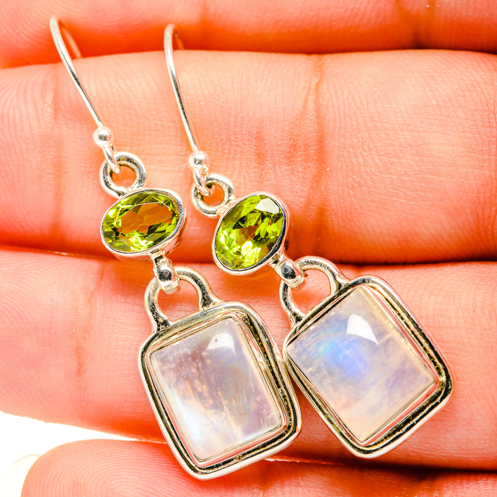 Rainbow Moonstone Earrings handcrafted by Anasilvercos - EARR419601