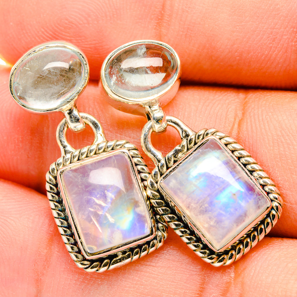 Rainbow Moonstone Earrings handcrafted by Anasilvercos - EARR419603