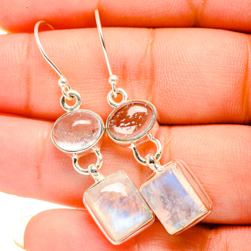 Rainbow Moonstone Earrings handcrafted by Anasilvercos - EARR419607