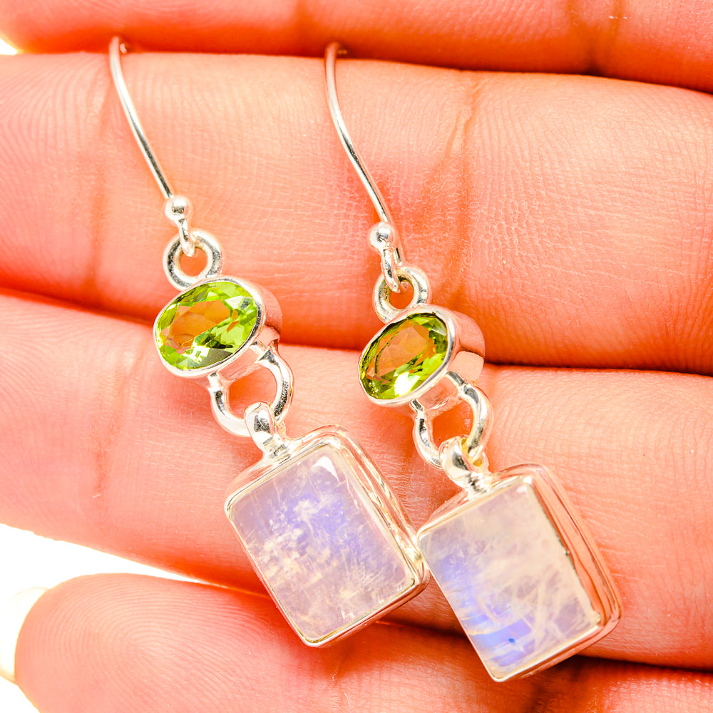 Rainbow Moonstone Earrings handcrafted by Anasilvercos - EARR419610