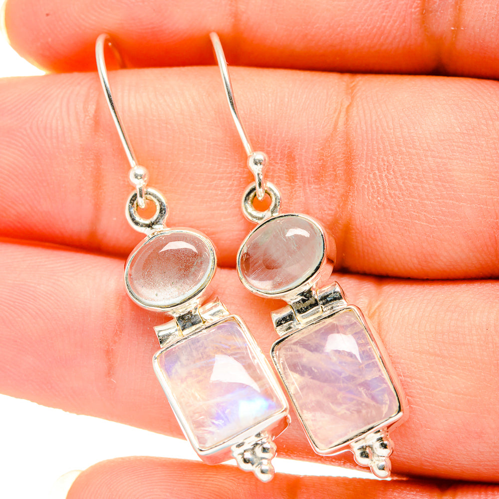 Rainbow Moonstone Earrings handcrafted by Anasilvercos - EARR419612