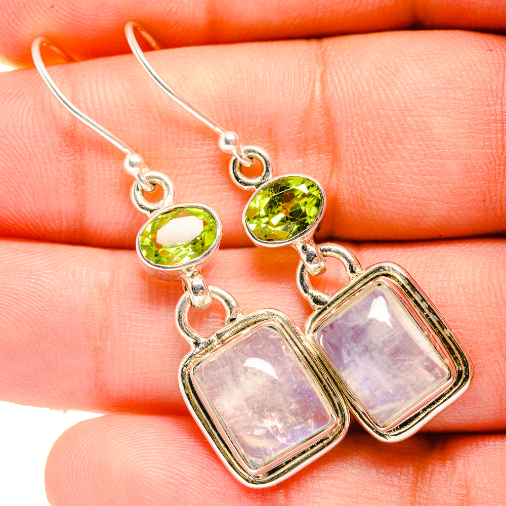 Rainbow Moonstone Earrings handcrafted by Anasilvercos - EARR419614