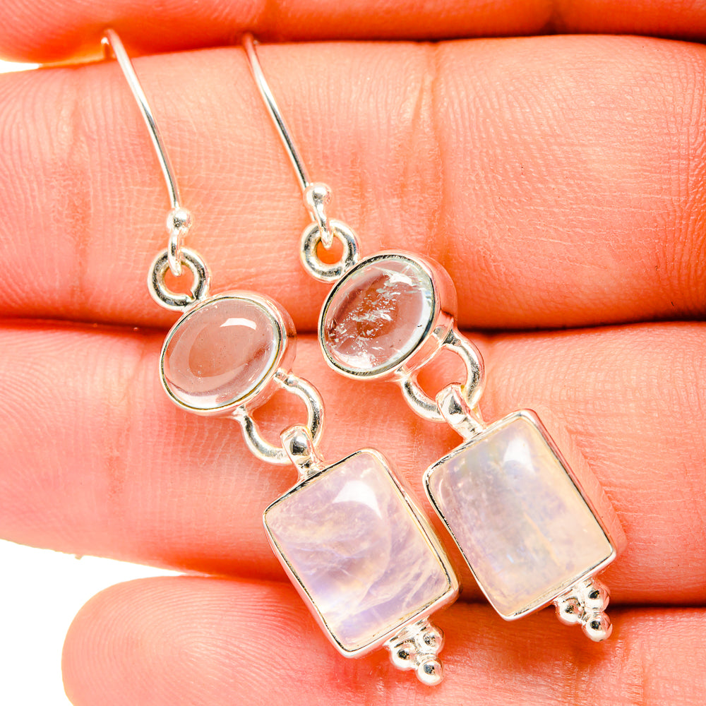 Rainbow Moonstone Earrings handcrafted by Anasilvercos - EARR419633