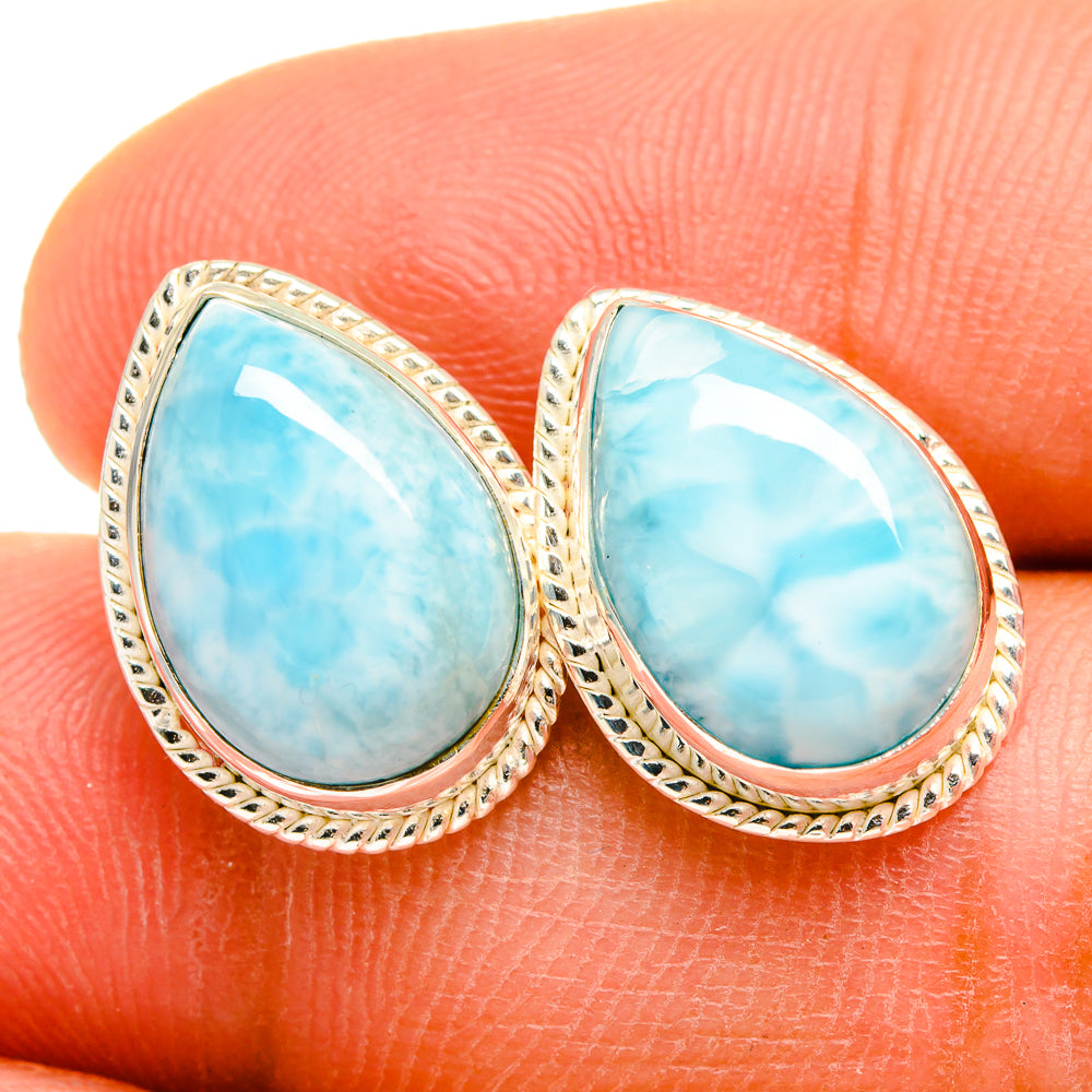 Larimar Earrings handcrafted by Anasilvercos - EARR419636