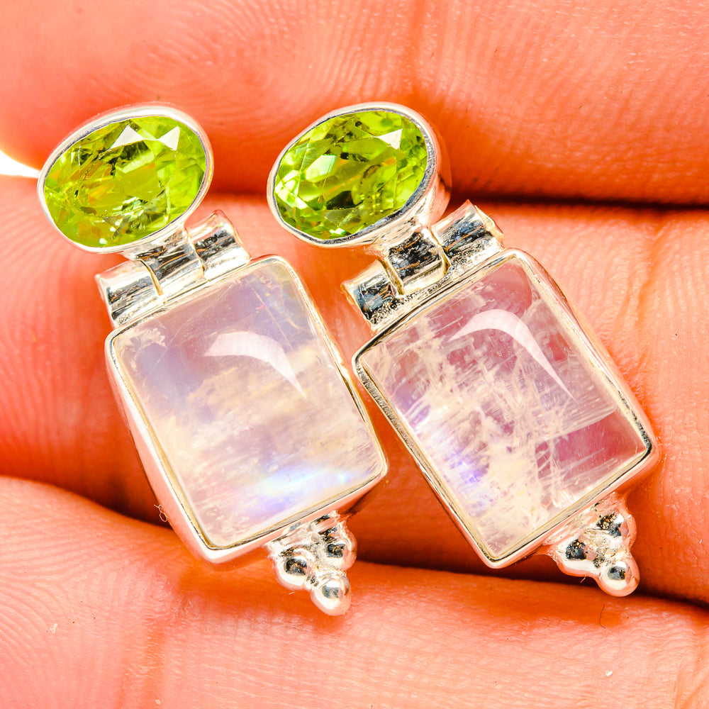 Rainbow Moonstone Earrings handcrafted by Anasilvercos - EARR419640