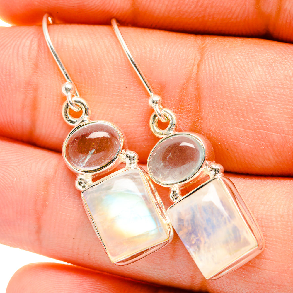 Rainbow Moonstone Earrings handcrafted by Anasilvercos - EARR419641