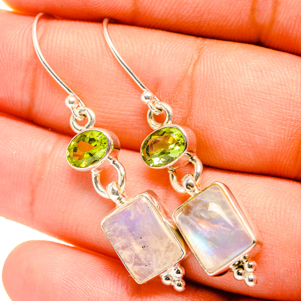 Rainbow Moonstone Earrings handcrafted by Anasilvercos - EARR419642