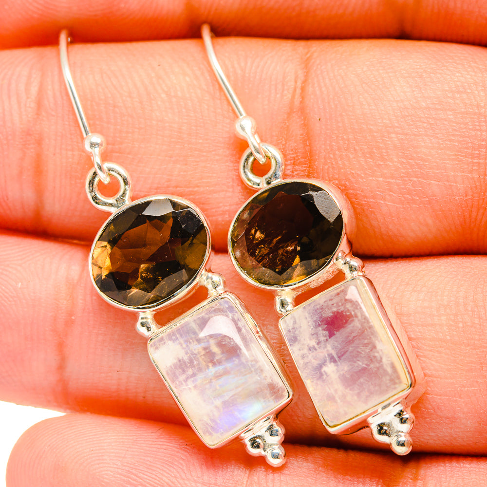 Rainbow Moonstone Earrings handcrafted by Anasilvercos - EARR419643