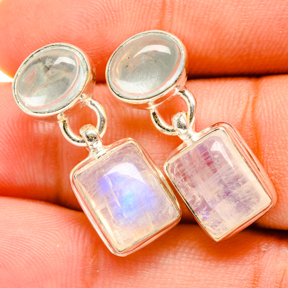 Rainbow Moonstone Earrings handcrafted by Anasilvercos - EARR419645