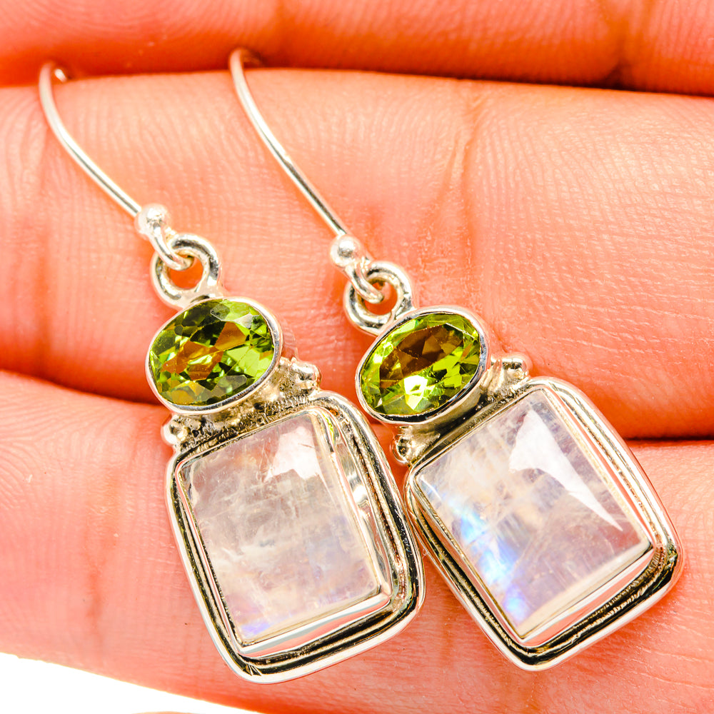 Rainbow Moonstone Earrings handcrafted by Anasilvercos - EARR419648