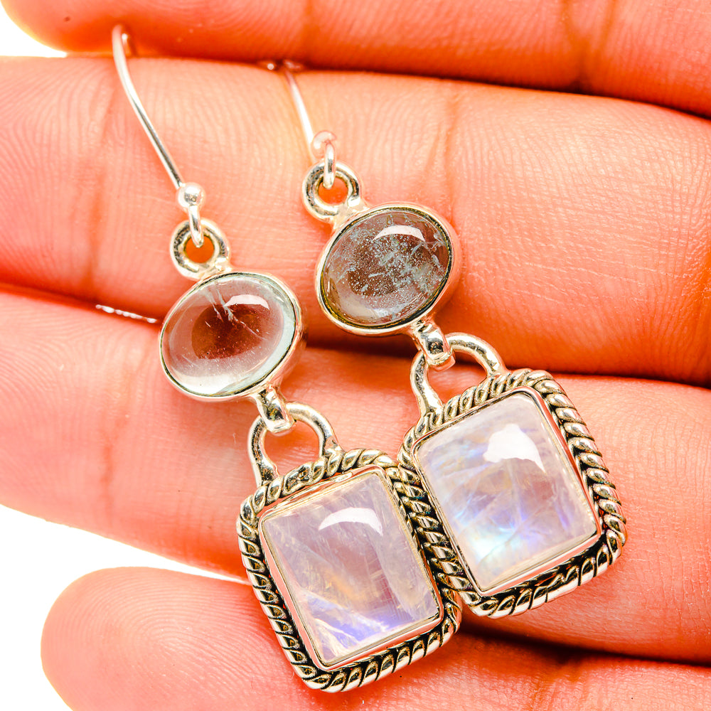 Rainbow Moonstone Earrings handcrafted by Anasilvercos - EARR419649